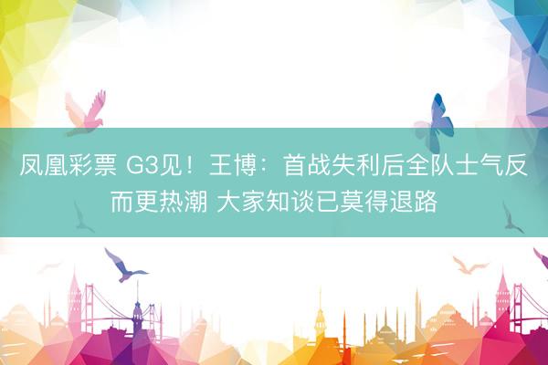 凤凰彩票 G3见！王博：首战失利后全队士气反而更热潮 大家知谈已莫得退路