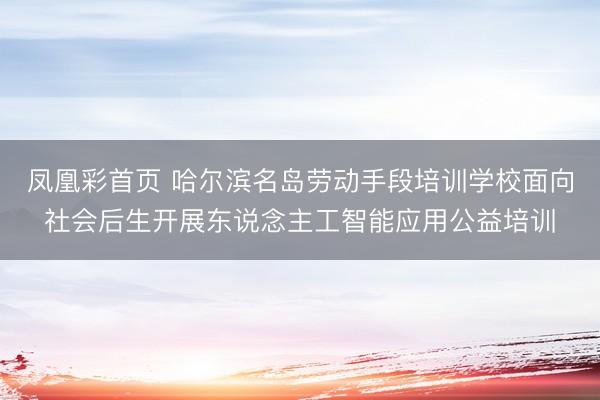 凤凰彩首页 哈尔滨名岛劳动手段培训学校面向社会后生开展东说念主工智能应用公益培训