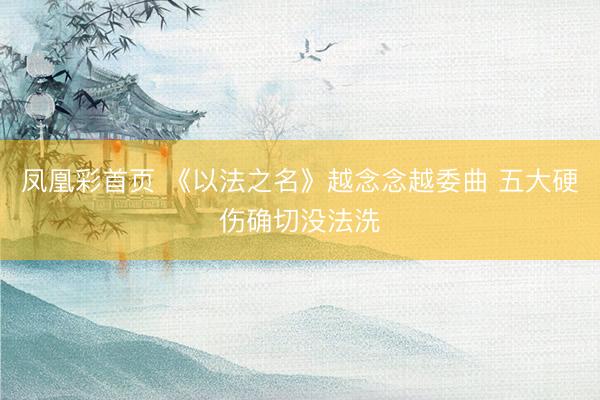 凤凰彩首页 《以法之名》越念念越委曲 五大硬伤确切没法洗