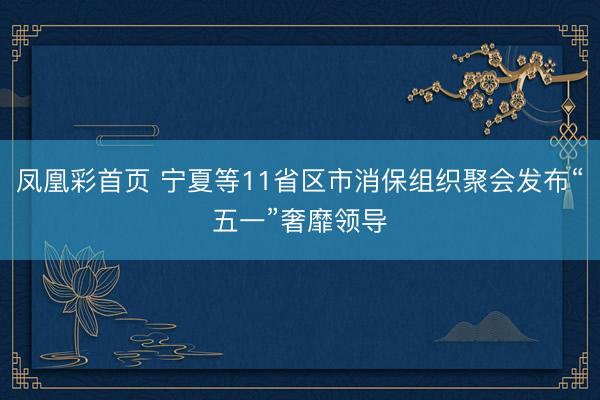 凤凰彩首页 宁夏等11省区市消保组织聚会发布“五一”奢靡领导