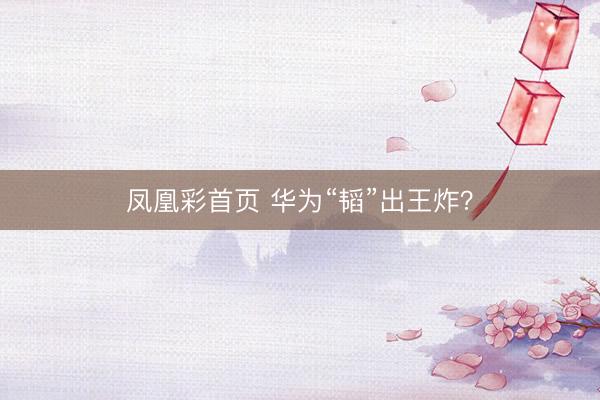 凤凰彩首页 华为“韬”出王炸？