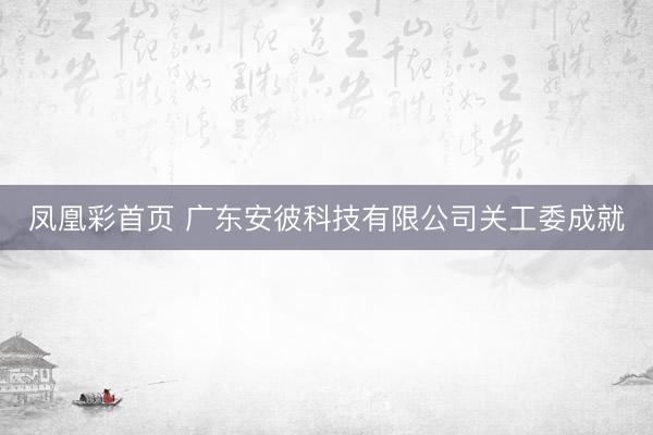 凤凰彩首页 广东安彼科技有限公司关工委成就